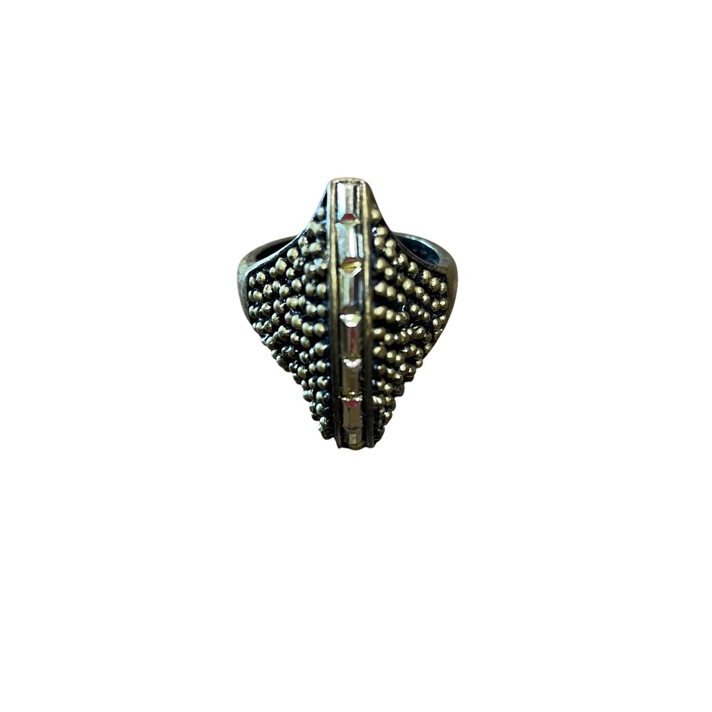Mark Avon Statement Ring‎ Gold Tone Bead Rhinestone Adjustable Cocktail